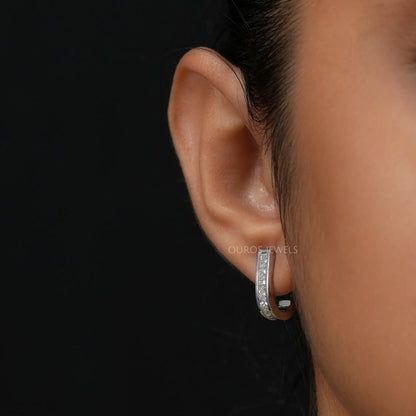 Princess Cut Bezel Set Earrings