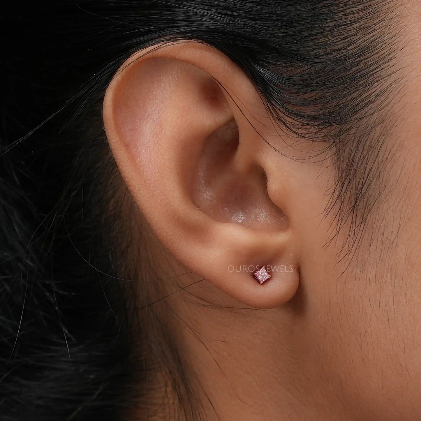 Pink Princess Lab-Diamond Stud Earrings