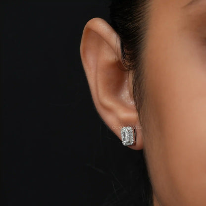 Radiant Cut Diamond Halo Earrings