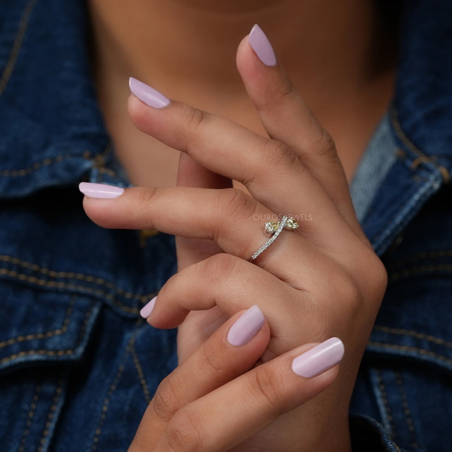 Yellow Pear Diamond Dainty Ring