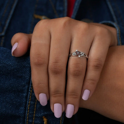Red Cushion Lab-Diamond Ring