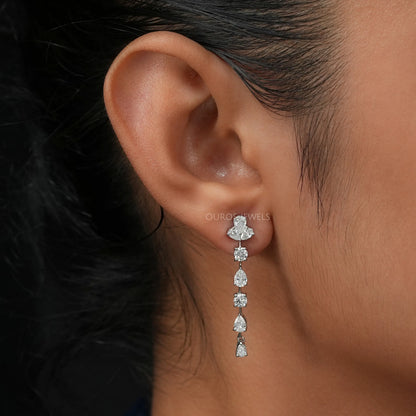 Round And Pear Drop Earrings