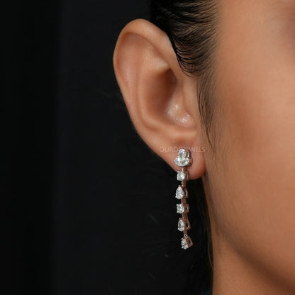 Round And Pear Drop Earrings
