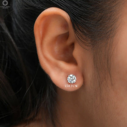 Round Lab Diamond Stud Earrings