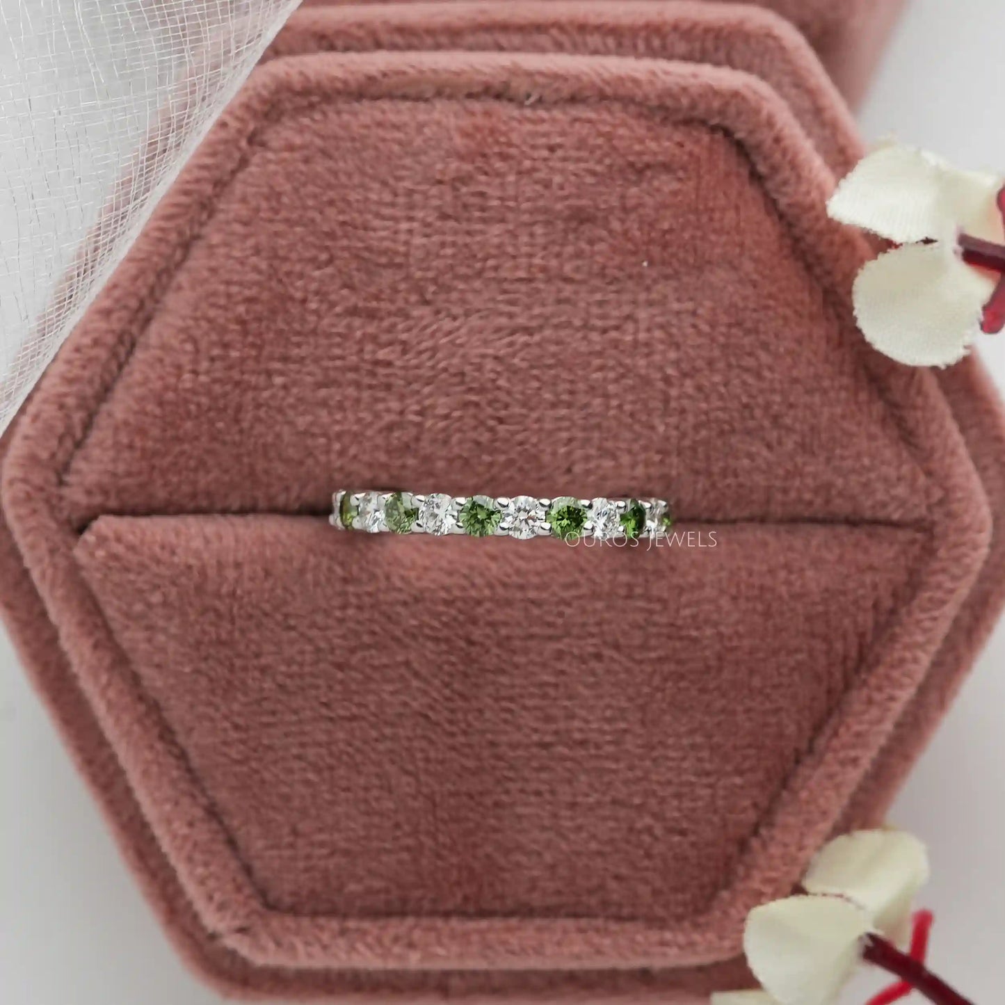 Green Round Cut Lab Diamond Eternity  Band