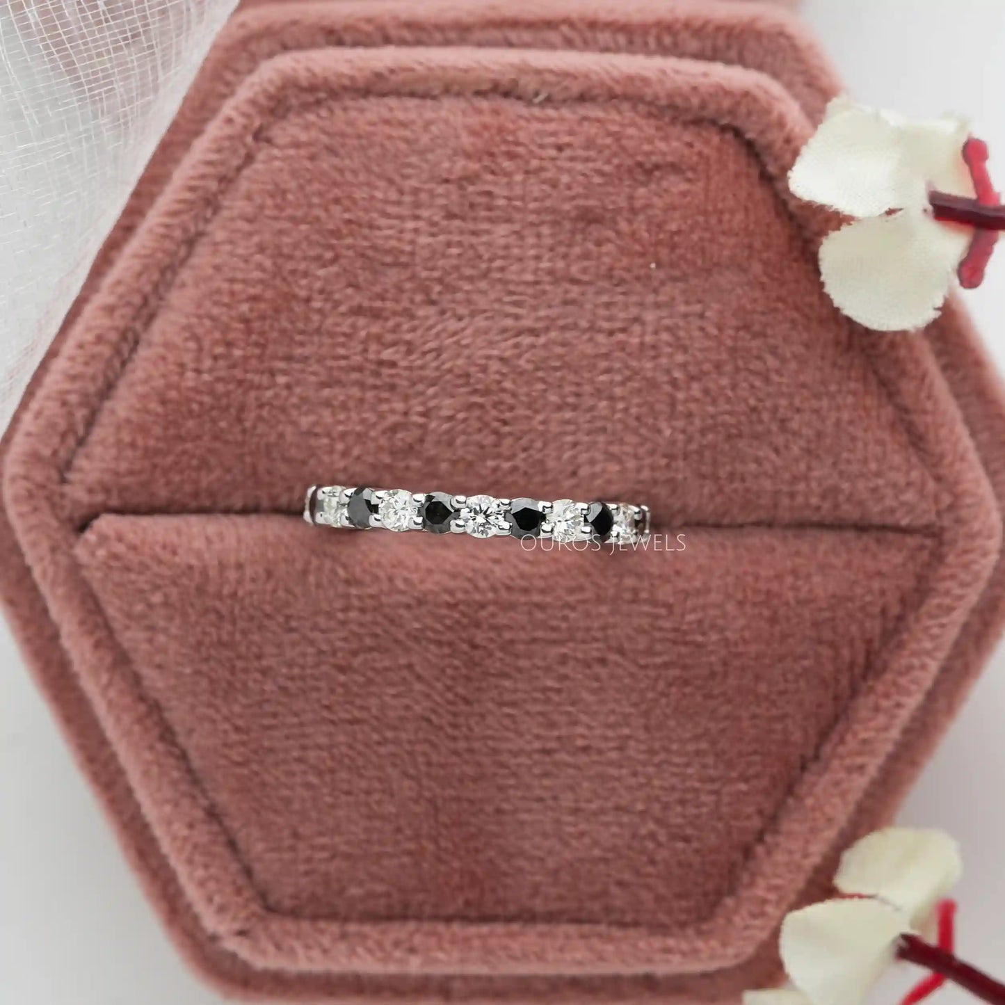 Black  Round Cut Eternity  Wedding  Band