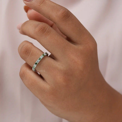 Green Round Cut Lab Diamond Eternity  Band