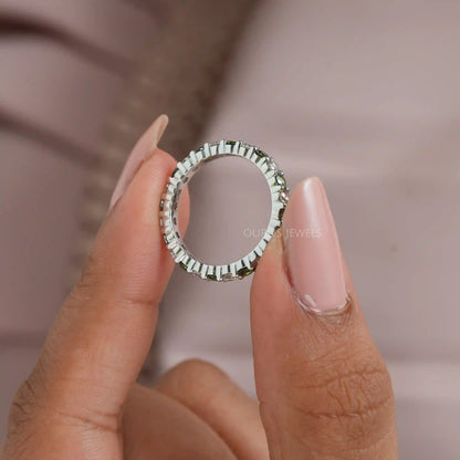 Green Round Cut Lab Diamond Eternity  Band