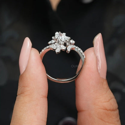 Butterfly Cut Bypass Shank Cluster Ring