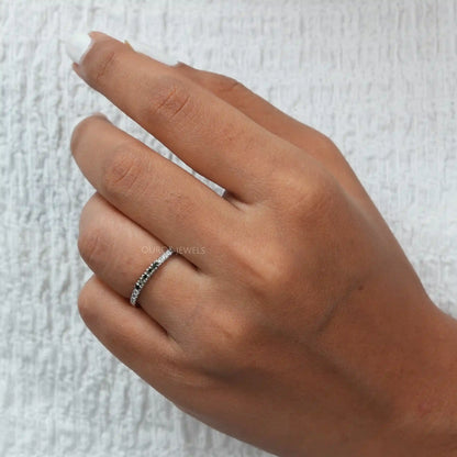 Green Round Diamond Half Eternity Ring
