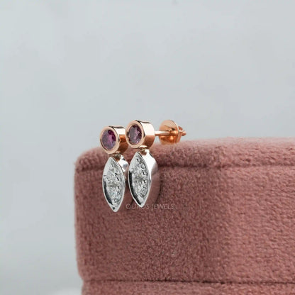 Round Cut Diamond Bezel Set Earrings