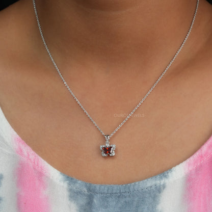 Red Butterfly Diamond Dainty Necklace