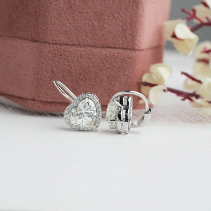 Heart Cut Diamond Halo Earrings