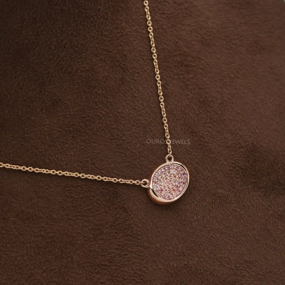 Pink Round Pave Diamond Necklace