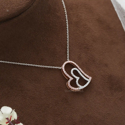Heart Shape Round Diamond Necklace