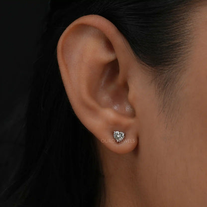 Olive Heart Cut Lab Diamond Stud
