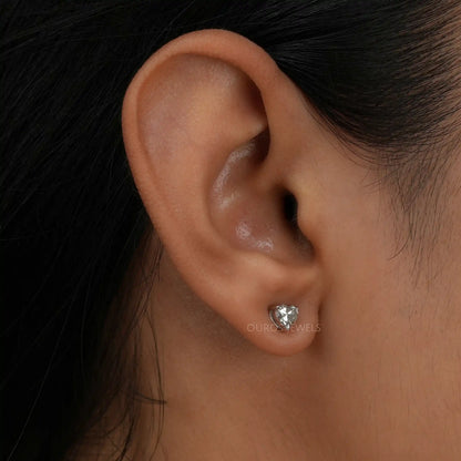 Olive Heart Cut Lab Diamond Stud