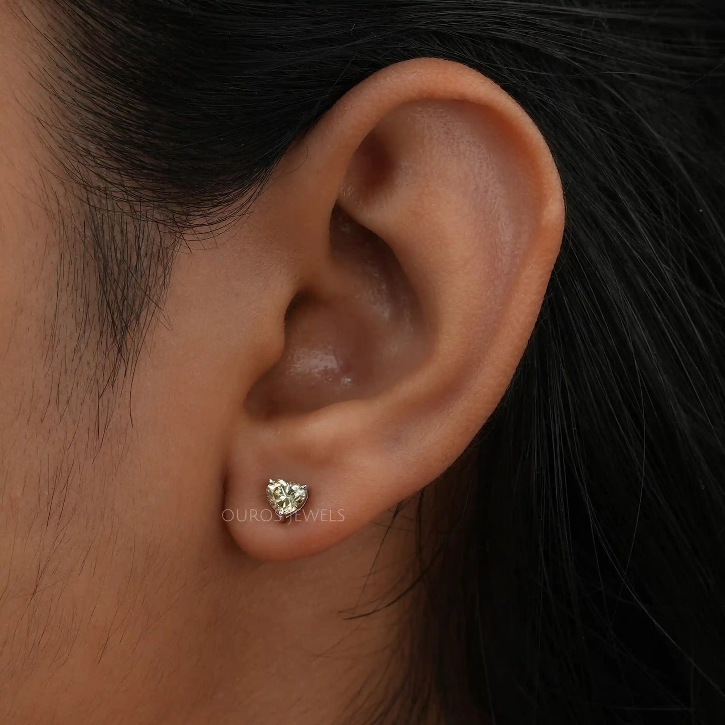 Yellow Heart Cut Stud Earrings