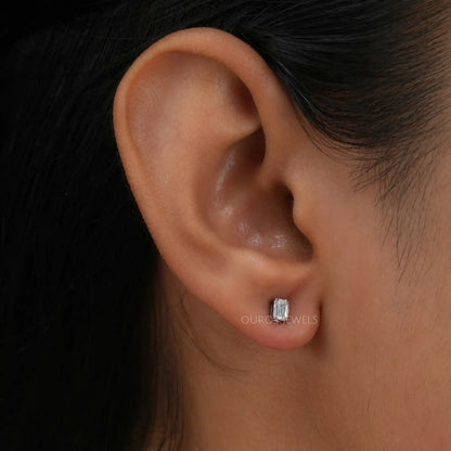 Emerald Cut Diamond Stud Earrings