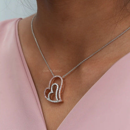 Heart Shape Round Diamond Necklace