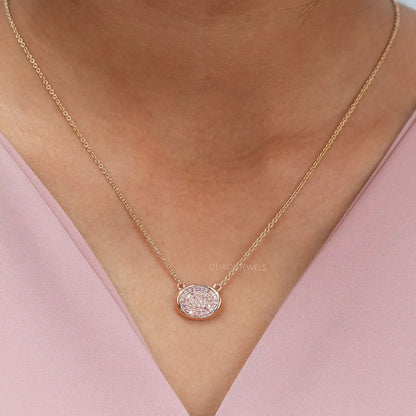 Pink Round Pave Diamond Necklace