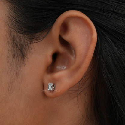 Emerald Cut Lab Diamond Stud Earrings