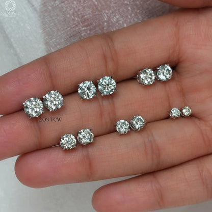 Green Round Diamond Stud Earrings
