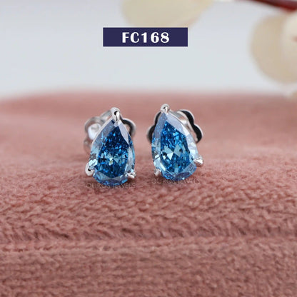 Blue Pear Diamond Earring