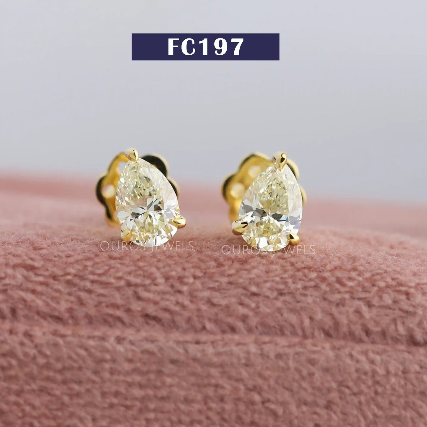 Yellow Pear Lab Diamond Stud
