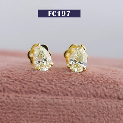 Yellow Pear Lab Diamond Stud