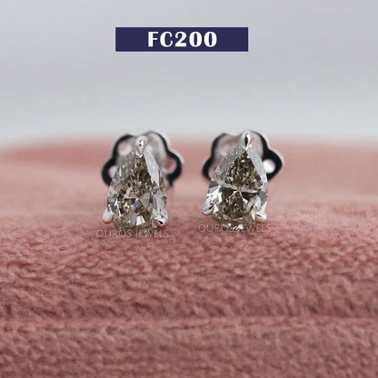 Olive Pear Cut Diamond Stud