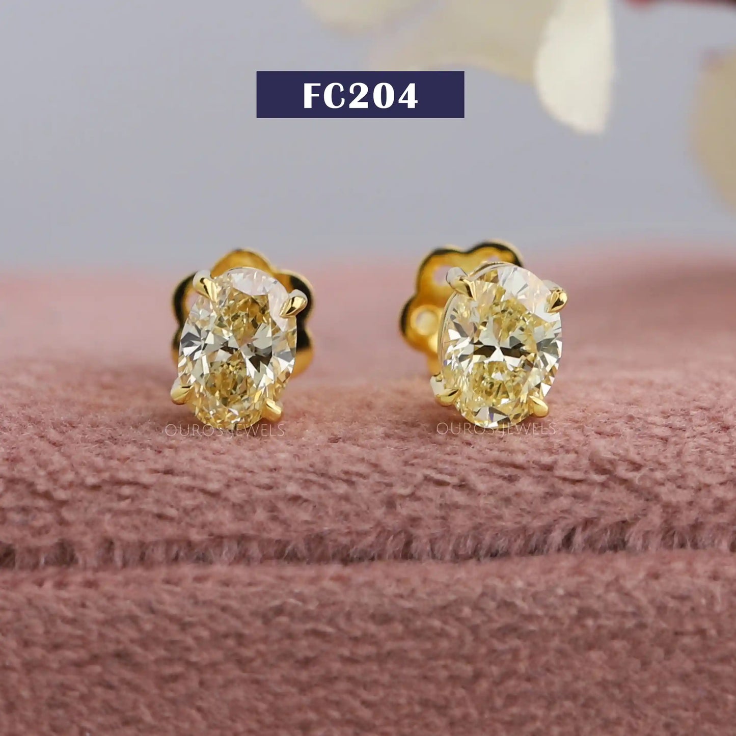 Yellow Oval Cut Studs