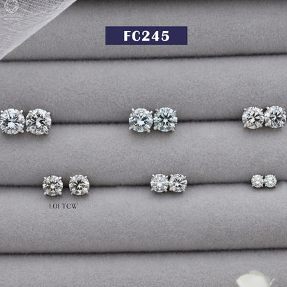 Green Round lab-Diamond Stud Earrings