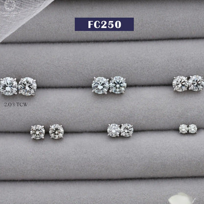 Green Round Diamond Stud Earrings