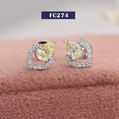 Yellow Pear Cut Cluster Earrings