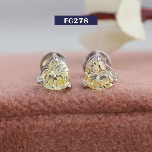 Yellow Heart Cut Stud Earrings