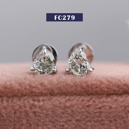 Olive Heart Cut Lab Diamond Stud
