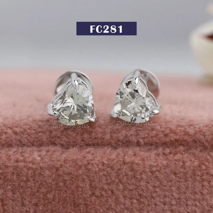 Heart Cut Lab Diamond Stud Earrings