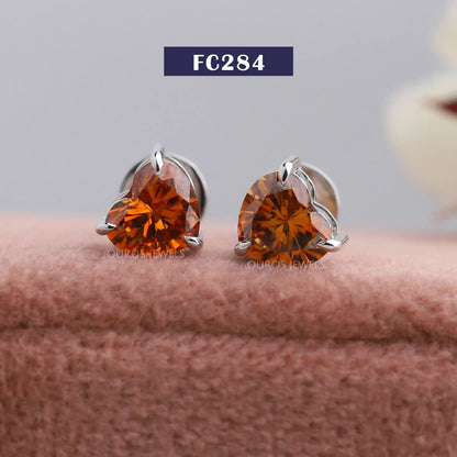 Red Heart Cut Stud Earrings