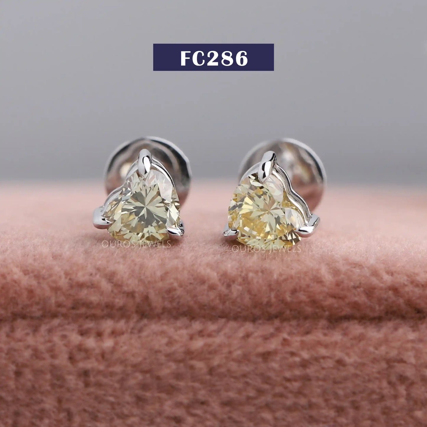Yellow Heart Cut Stud Earrings