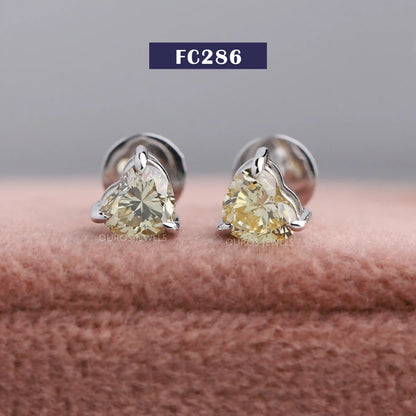 Yellow Heart Cut Stud Earrings