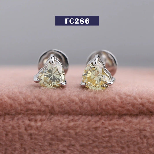 Yellow Heart Cut Stud Earrings