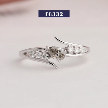 Olive Pear Cut Diamond Bypass Ring