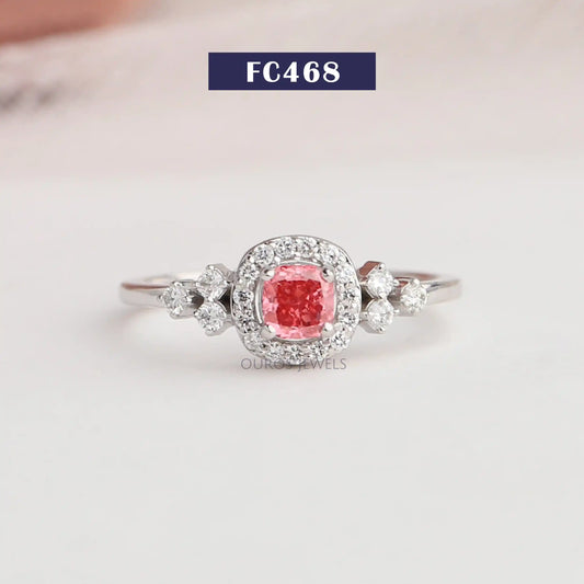 Cushion Diamond Halo Engagement Ring