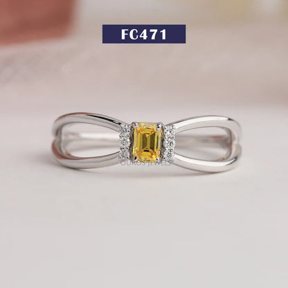 Yellow Emerald Diamond Cluster Ring