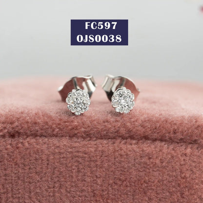 Round Lab Diamond Halo Earring
