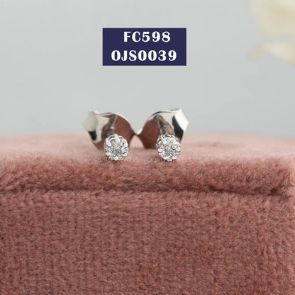 Round Diamond Cluster Stud Earring