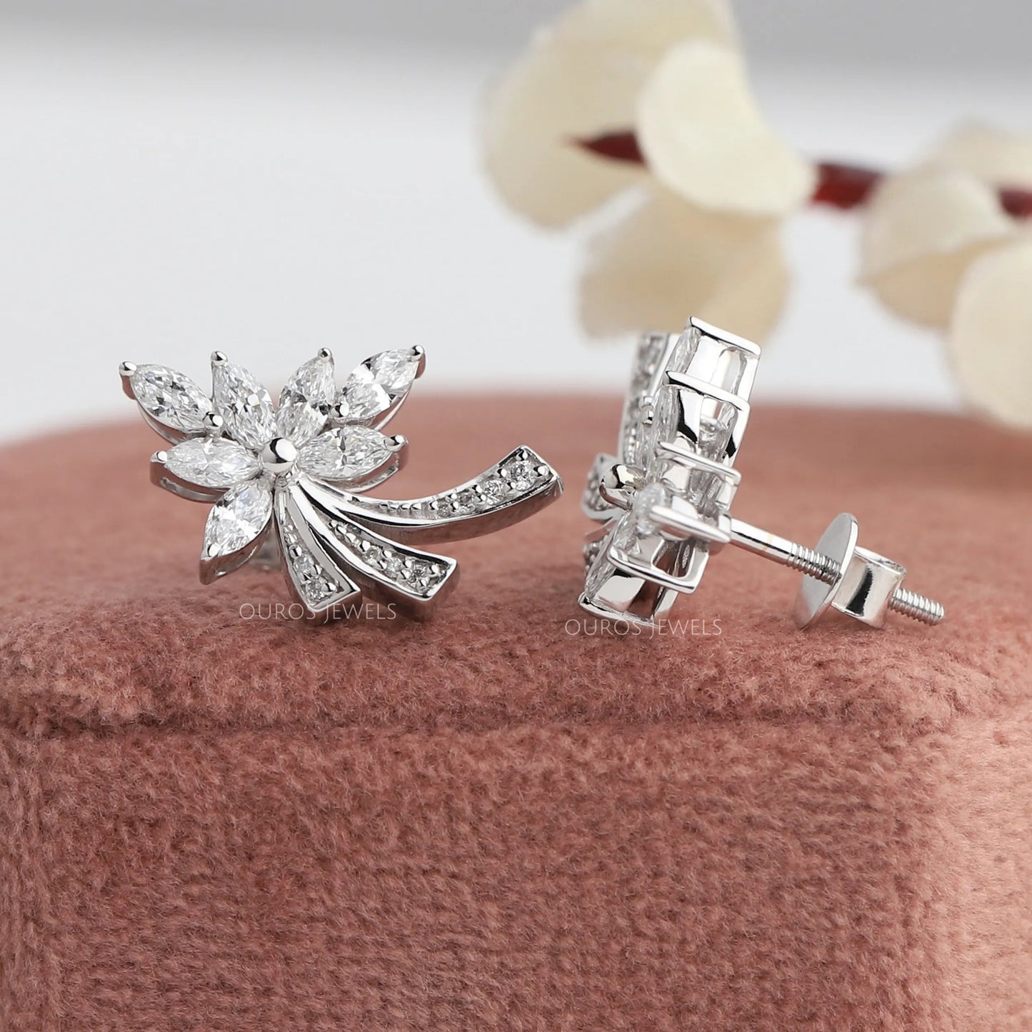 Marquise & Round Cut Cluster Earring