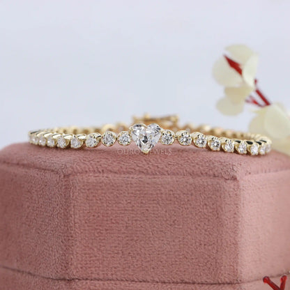 Old Heart Cut Tennis Bracelet