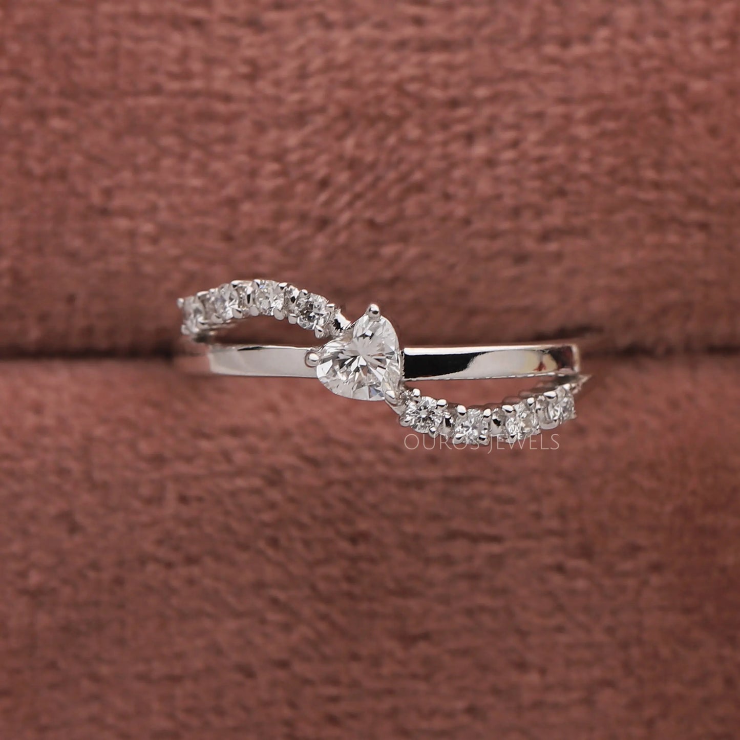 Heart Cut Accent Diamond Dainty Ring
